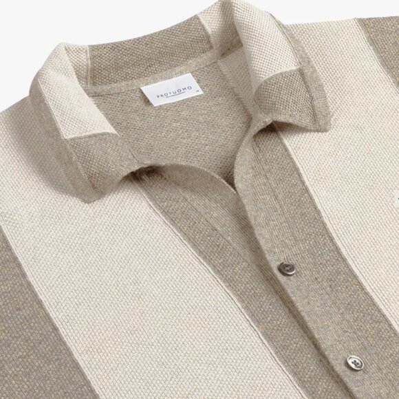 BNWT SS25 PROFUOMO CAMP STRIPE COTTON POLO L - Picture 12 of 13